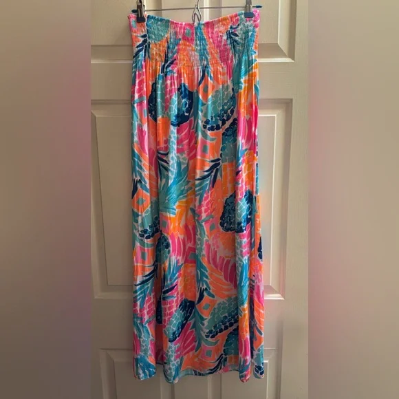 LILLY PULITZER Palm Pineapple Long Maxi Pink Orange Blue Skirt Floral size M - Picture 16 of 16